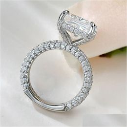 Anillos de boda Anillo de diamante de topacio valioso 100% real 925 Sterling Sier Banda de fiesta para mujeres Hombres Joyería de compromiso Entrega de gota DHCIW