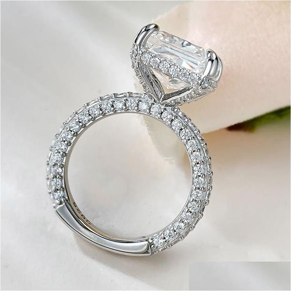 Anneaux de mariage précieux Topaz Diamond Ring 100% réel 925 Sterling Sier Party Band pour femmes hommes bijoux de fiançailles livraison directe Dhciw