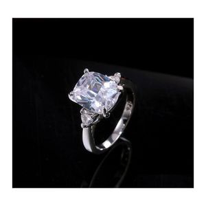 Alianças de casamento Vecalon Declaração Anel de Cobre Corte Almofada 8 Ct Diamante Noivado Banda Para Festa Feminina Jóias de Dedo Entrega em Gota Dhqk8