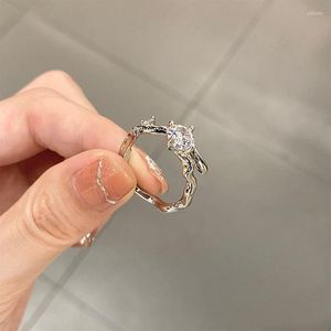 Anneaux de mariage VENTFILLE Branches d'arbre Texture Bague pour femmes Zircon irrégulier réglable Bijoux de mode en gros Dropship