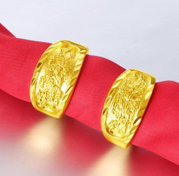 Anneaux de mariage Vietnam Alluvial Gold Dernières Dragon Phoenix Bague réglable Designs pour hommes Jewelry2872061
