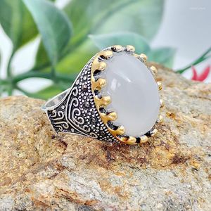 Anneaux de mariage Vintage classique couronne d'or pierre de lune bague de fiançailles pierre d'opale naturelle pour les femmes Boho coeur bijoux