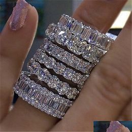 Wedding ringen vintage mode sieraden prinses cz diamant eeuwigheid vrouwen iced engagement ring cadeau drop levering dhdhs