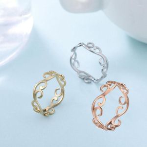 Trouwringen Vintage Filigraan Bloem Ring Vrouwen Meisjes Rvs Romantische Rose Goud Kleur Casual Sieraden Anniversary Gift228S