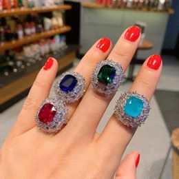 Trouwringen Vintage Edelsteen Ring voor Vrouwen Luxe Sieraden Arabische Glanzende Kristallen Ringen voor Vrouw Verlovingsfeest Sieraden Verjaardagscadeau 231214