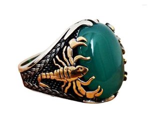 Anneaux de mariage Vintage vert noir Onyx Scorpion Animal pour hommes Design de mode naturel gemme Zircon anneau fiançailles fête bijoux