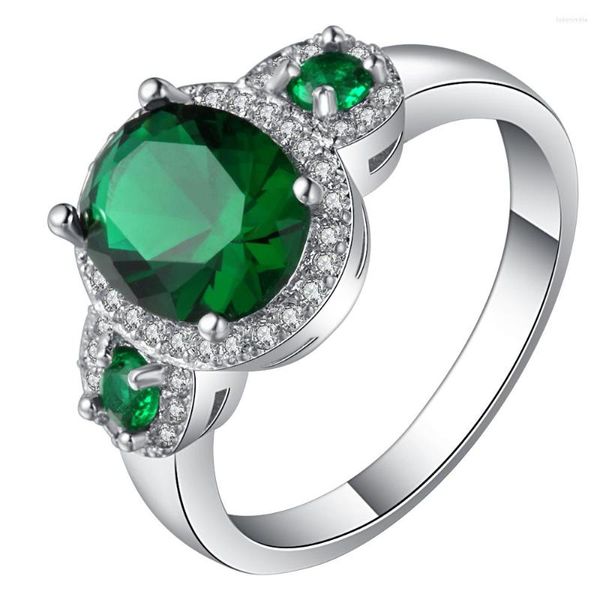 Anneaux de mariage Vintage grand anneau de pierre verte marque de bijoux de mode UFOORO pour les femmes design charme CZ taille 6-10 usine en gros