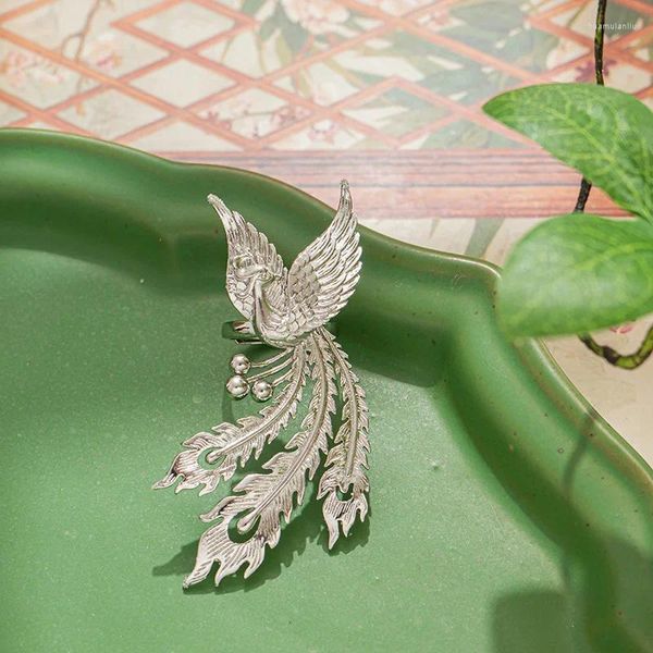 Anneaux de mariage Vintage réaliste couleur argent stéréoscopique Phoenix anneau pour femmes Style ethnique forme d'oiseau réglable bijoux ouverts