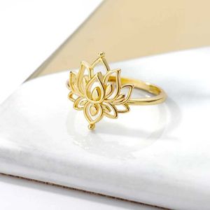 Bagues de mariage anneaux de lotus vintage pour femmes adolescents anneau de mariage en acier inoxydable gothique esthétique argent couleurs anneaux bijoux cadeaux femelle