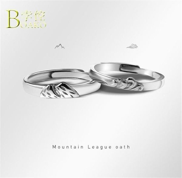 Anillos de boda Vintage Ocean Mountain Ring 925 Sterling Silver Dedo ajustable para pareja Promise1374801