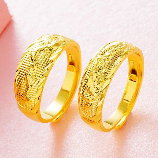 Anneaux De Mariage Vintage Original Couple Pour Femmes Hommes 24K Or Couleur Dragon Amitié Doigt Accessoires En Gros