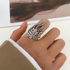 Wedding Rings Vintage Oxidated Silver Color Peacock voor vrouwen Boheemian Ethnic Gypsy Tribal Open Finger Party sieraden geschenk