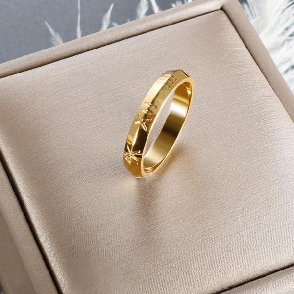 Anillos de boda Números romanos de la vendimia Hombres Mujeres Anillo Temperamento Acero inoxidable Chapado en oro Joyería Amistad Compromiso Regalo Ventas al por mayor