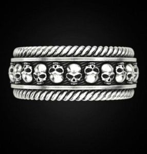 Trouwringen Vintage Zilver Kleur Schedel Heren Ring Touw Knoop Gothic Skelet Bot Vinger Voor Dames Heren Mode Motor Biker Je1172114