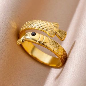 Wedding Rings Vintage Snake Rings voor vrouwen roestvrij staal verstelbaar goud vergulde paar ring bruiloft sieraden accessoires punkstijl cadeau bff