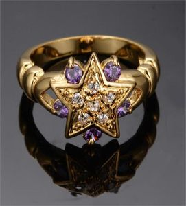 Anneaux de mariage Vintage jaune or mignon étoile bague violet rond petite pierre pour femmes bijoux de luxe mode fiançailles cadeaux 4843691