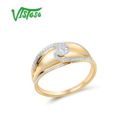 Trouwringen VISTOSO Echte 14K 585 Geel Gouden Ringen Voor Vrouwen Sprankelende Diamant Delicate Cluster Ringen Elegante Verloving Fijne Sieraden 230725