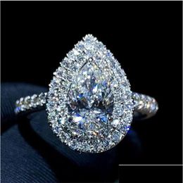 Anneaux de mariage l'eau Drop Drop Diamond CZ Ring 925 Sterling Sier Bijou Charm Engagement Band pour femmes Bridal Fine Jewelry Delivery Dhnoy