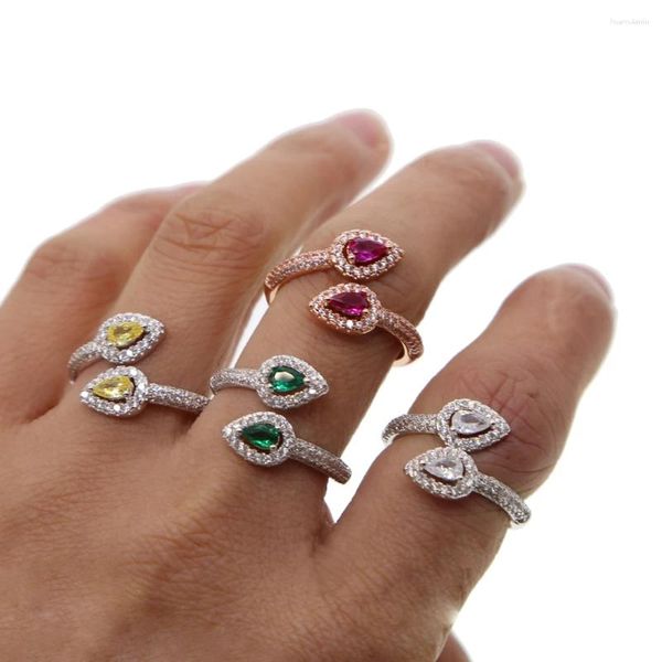 Anillos de boda Gota de agua Lágrima Cubic Zirconia Anillo de tamaño libre abierto Elegancia Joyería de moda Cz