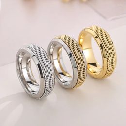 Anneaux de mariage imperméables en acier titane tissé maille anneau en métal Spinner bande pour hommes mâle libération stress cadeaux bijoux