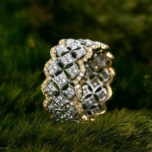 Trouwringen Trouwringen 18K Roségoud Pave Diamanten Ring Echt 925 sterling zilver Bijou Verlovingsband voor Vrouwen Bruidsfeest Sieraden Cadeau Z230711