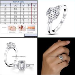 Wedding Rings Wedding Rings 3 Karat Emerald Cut Three Stone S925 Sterling Sier Sieraden voor vrouwen Drop Delivery 2021 FFSHOP2001 DHXES