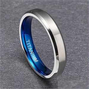 Wedding Rings Wedding Rings 4mm Blue Inlay Titanium voor vrouwen Fashion Love Female Engagement Promise Jewelry Anillos Mujer Sieradenw Dhxer