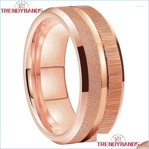 Wedding Rings Wedding Rings 6mm 8 mm Rose Gold Tungsten Carbide Fashion Ring Band Band voor mannen Women Sandstandgegooide afgeschuinde randen DHQCO