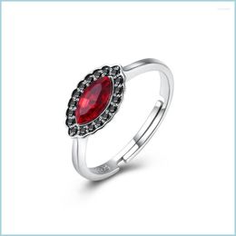 Anneaux de mariage Anneaux de mariage Bague ouverte réglable Zircon rouge Vintage Bijoux pour femmes 925 Sterling Sier pour les femmes Drop Livraison 2022 Dhd6N