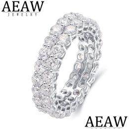 Anneaux de mariage Anneaux de mariage Aeaw Solid Sier 925 Bague de fiançailles de luxe Double Fl Enternity Diamond Band pour femmes 230607 Drop Delivery Dh3Ih