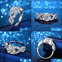 Anneaux De Mariage Anneaux De Mariage Cz Zircon Fiançailles Luxueux 8Mm Big Stone Bijoux De Mariée Pour Femmes Siery Anel Bijoux Femme Ra065Weddi Dheon