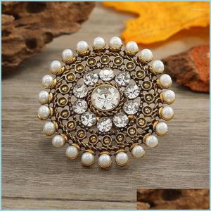 Anneaux de mariage Anneaux de mariage Gravé Fleur Motif Rétro Parti Femme Bague Vintage Antique Big Gold Couleur Womenmidirings Sty Dhscj