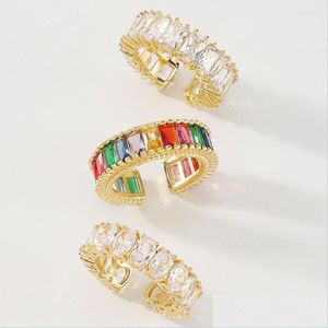 Trouwringen Weddingringen mode dagelijkse feest handvinger verstelbare ring sieraden glanzende zirkoon blad druppel kristal opening metaal voor dhotu
