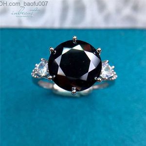 Trouwringen Trouwringen inbeaut 925 zilver 5 ct Excellent Cut Pass Diamond Test Round Black Pirnces Arm Ring for Teen Girls Fine Jewelry Z230711