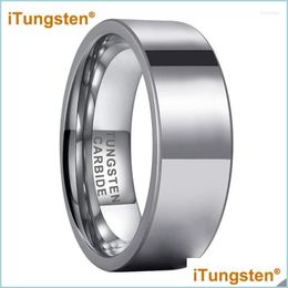 Wedding Rings Wedding Rings Itungsten 6mm 8mm 10 mm 12mm Men Women Tungsten Carbide Band Fashion Engagement Finger Flat Polished Comf Dhyhl