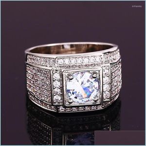 Wedding Rings Wedding Rings Luxe mannelijke vrouwelijke witte zirkoon stenen ring schattige sier kleur kristal ronde belofte verloving voor vrouwen me dhjuuu