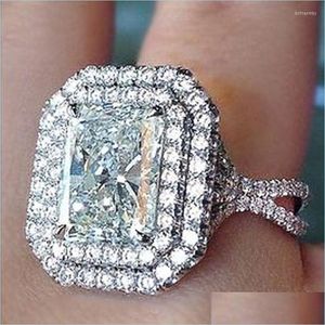 Wedding Rings Wedding Rings Noble Party Ring Fashion vrouwelijke luxe bands met oogverblindende vierkante vorm Zirconia moderne stijl trendy acc dhs6j