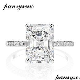 Anneaux de mariage Anneaux de mariage Pansysen 925 Sterling Sier taille émeraude diamant simulé pour les femmes proposition de luxe bague de fiançailles Drop Deli Dhtrt