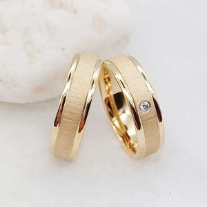 Trouwringen Trouwringen Sets voor mannen en vrouwen Handgemaakte unieke ontwerper Mat 24k vergulde sieraden Geliefde koppels Ring 231114