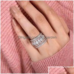 Trouwringen Trouwringen Unieke luxe sieraden 925 Sterling Sier Rose Gold Fill Oval Cut White Topaz Cz Diamond Edelstenen Dhgarden Dhuet