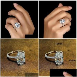 Bagues de mariage bagues de mariage vintage ovale Cut 4Ct Lab Diamond Promest Ring 100% réel 925 Sterling Sier Engagement Band for Women Jewelr Dhdq2