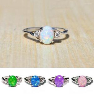 Wedding Rings Western Style Classic Color Crystal Ring Sieraden Roze Blue Green Stone Lady Dames Clear Fashion Gift