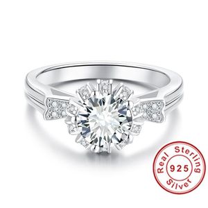 Wedding Rings wit goud voor vrouwen ronde Cut Zirconia Diamond 925 Silver Band Engagement Bridal Jewelry GiftWedding