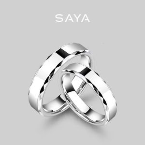 Anillos de boda Anillo de pareja de carburo de tungsteno blanco para hombres y mujeres Bandas clásicas facetadas de moda para boda Grabado personalizado 231124