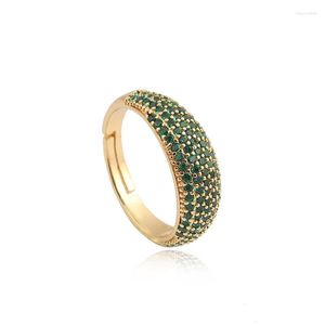 Anneaux de mariage Vente en gros Couleur Or Micro Zircon Cubique Pour Femmes Vert Femelle Élégant Coloré Anniversaire Fille Cadeau Bijoux