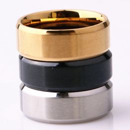 Trouwringen groothandel 50 stks/partij zwart goud zilver kleur heren 8mm roestvrij staal mode-sieraden band ringen merk 230831