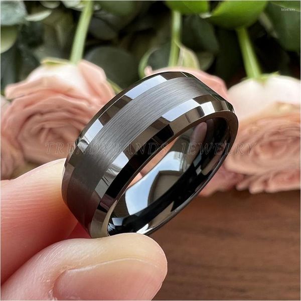 Anillos de boda Venta al por mayor Gota Hombres Mujeres Banda Carburo de tungsteno Bordes biselados Pulido Cepillado 6 mm Ajuste cómodo