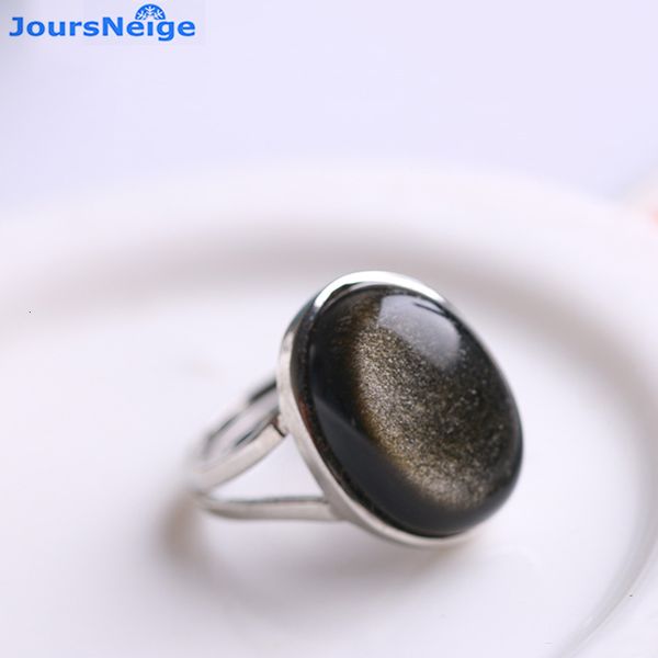 Anneaux De Mariage En Gros Naturel Obsidienne Anneau Or Oeil Pierre S925 En Argent Sterling Mosaïque Simple Hommes Femmes Cadeau Cristal Bijoux 230608