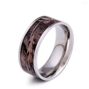 Trouwringen Groothandel eenvoudige en elegante roestvrijstalen ring met houtontwerp Men Promise