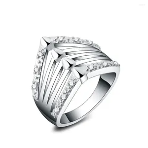 Trouwringen Rental Drop ZILVEREN Kristallen Ring Leuke Noble Mooie Mode 925 Vergulde Vrouwen Dame Sieraden Gift